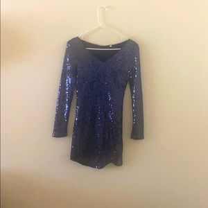 Blue Mini Sequins Dress